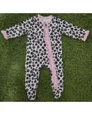 Premium Cotton - Full Front Zip Footed Sleep Suit (Black,White)