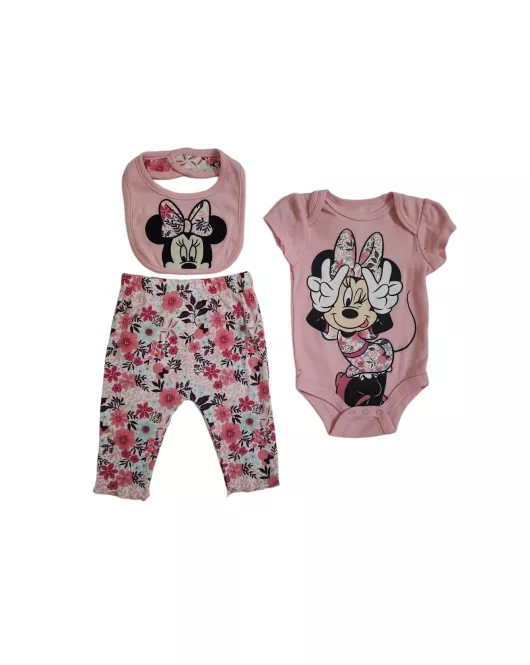 Baby Bodysuit Starter Set, Pink , Fashion Minnie Mouse Print