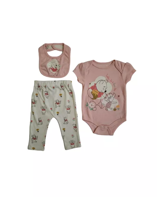 Baby Bodysuit Starter Set, Peach, Cream , Fashion Pooh Print