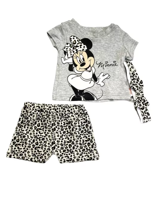 Baby Bodysuit Starter Set, Grey, Black , Fashion Minnie Mouse Print