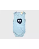 Baby Bodysuit Starter Set, Sky Blue, Fashion Lion Embroidery and Print
