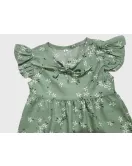 Baby Ruffle Sleeve Dress - Cambridge Blue Colour, Fashion Flower Print