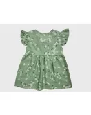 Baby Ruffle Sleeve Dress - Cambridge Blue Colour, Fashion Flower Print