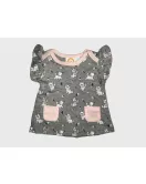 Baby Bodysuit Starter Set, Grey, Peach , Fashion Kitty Print