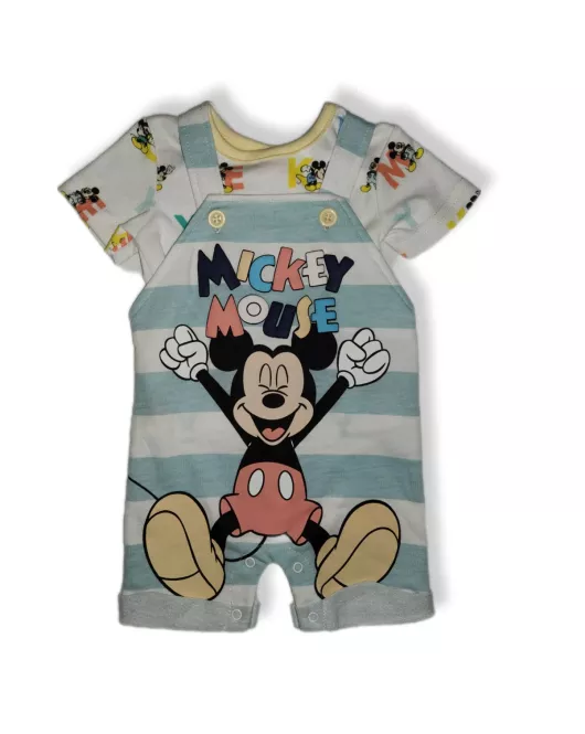 Baby Overalls/Dungarees Set, Light Blue, White - Mickey Mouse