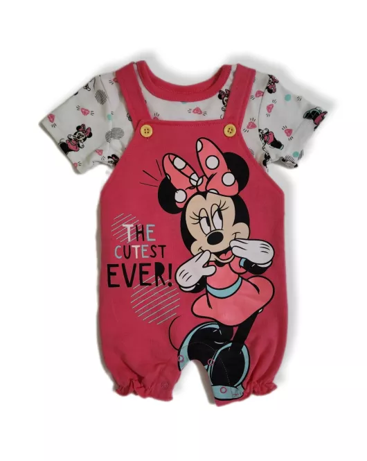 Baby Overalls/Dungarees Set, Pink, White - Minnie Mouse