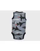 Baby Romper Sleeveless, Wild Blue Yonder, Fashion Aircraft Print