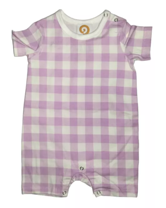 Baby Romper Short Sleeve, Purple Colour- Fashion Checker Print