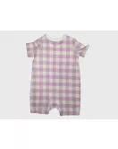 Baby Romper Short Sleeve, Purple Colour- Fashion Checker Print