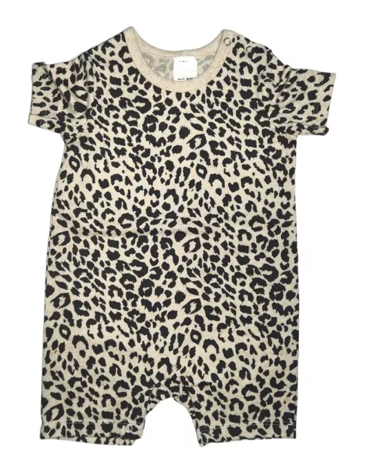 Baby Romper Short Sleeve, Old Lace Colour- Fashion Tiger Print