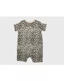 Baby Romper Short Sleeve, Old Lace Colour- Fashion Tiger Print