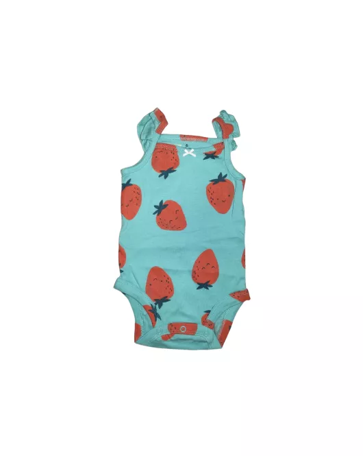 Baby Romper Ruffle Sleeveless, Pale Blue, Fashion Fruit Print