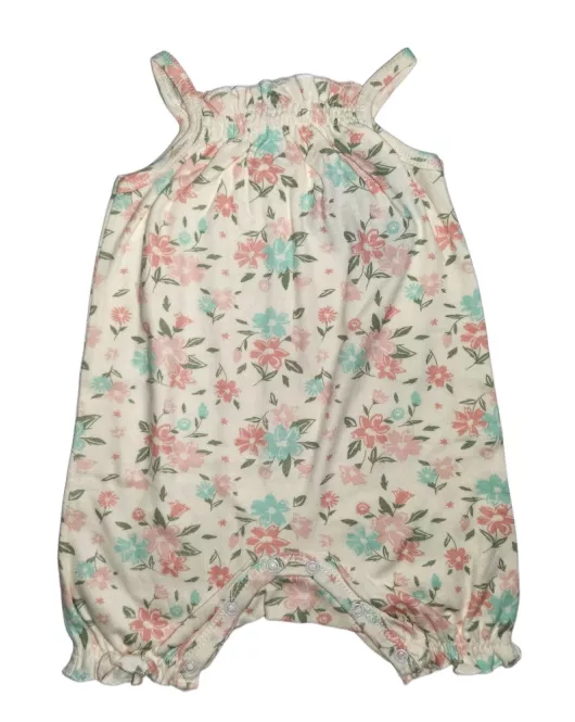 Baby Romper Sleeveless, Peach yellow Colour, Fashion Flower Print