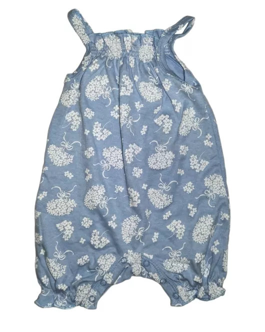 Baby Romper Sleeveless, Light Blue Colour, Fashion Flower Print