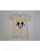 Baby Romper Short Sleeve Mixed Stripe, Yellow, White - Fashion Mickey Mouse Print