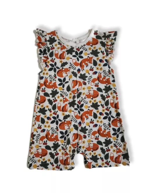 Baby Romper Ruffle Sleeveless, White, Fashion Floral Print