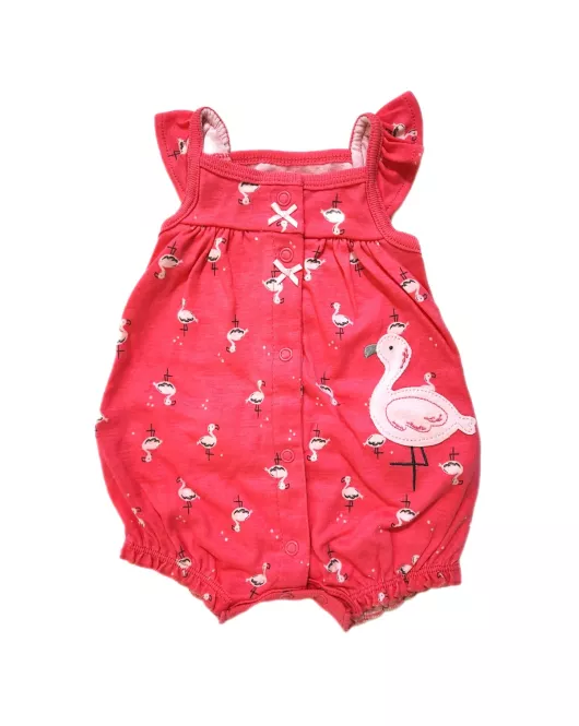 Baby Romper Ruffle Sleeveless Button-up , Pink, Cartoon Sewing Patch