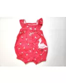 Baby Romper Ruffle Sleeveless Button-up , Pink, Cartoon Sewing Patch