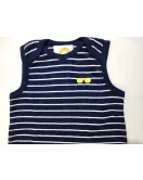 Baby Romper Sleeveless Mixed Stripe, Dark Blue, White - Fashion Embroidery