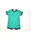 Baby Romper Short Sleeve Button Up, Green Colour with Gecko Print