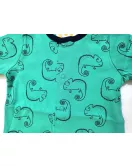 Baby Romper Short Sleeve Button Up, Green Colour with Gecko Print