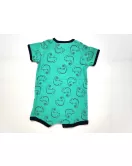 Baby Romper Short Sleeve Button Up, Green Colour with Gecko Print