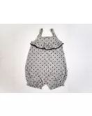 Baby Romper Sleeveless Ruffle Chest, Grey Colour With Black Dotted