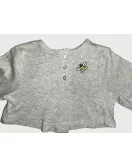 Baby Long Sleeve Crop Top Cardigan, Grey , Fashion Bee Embroidery