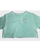 Baby Long Sleeve Crop Top Cardigan, Light Green , Fashion Rabbit Embroidery