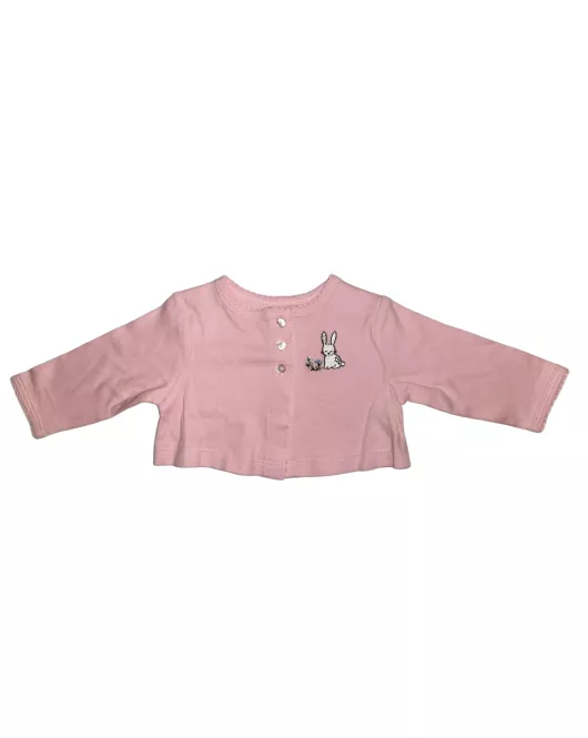 Baby Long Sleeve Crop Top Cardigan, Pink Colour , Fashion Rabbit Embroidery