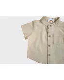 Baby Short Sleeve , Mandarin Collar - Cream