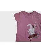 Baby Round Neck Short Sleeve T-Shirt, Pink, Fashion Cartoon Print