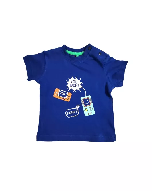 Baby Round Neck T-Shirt , Cerulean Blue, Fashion Gadget Print