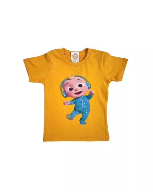 Baby Round Neck T-Shirt , Yellow, Fashion Cocomelon Print