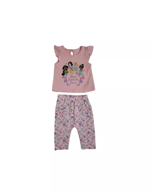 Baby Ruffle Short Sleeve and Pant Set , Pink , Fashion Disney Print