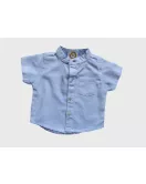 Baby Short Sleeve , Mandarin Collar - White