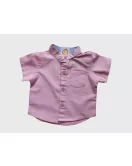 Baby Short Sleeve , Mandarin Collar - Pink