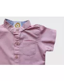 Baby Short Sleeve , Mandarin Collar - Pink