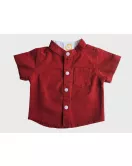 Baby Short Sleeve , Mandarin Collar - Maroon