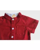 Baby Short Sleeve , Mandarin Collar - Maroon