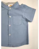 Baby Short Sleeve , Mandarin Collar - Sky Blue