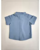 Baby Short Sleeve , Mandarin Collar - Sky Blue