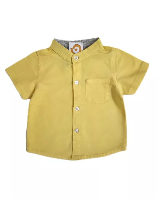 Baby Short Sleeve , Mandarin Collar - Yellow