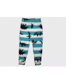 Short Sleeve Pyjama Pleated Set - Mixed Stripe Blue White Colour with Fashion Dino Print