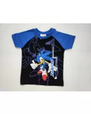 Short Sleeve Pyjama Set - Black,Blue Colour with Fashion Sonic Print