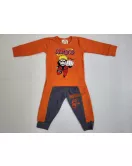 Long Sleeve Pyjama Set - Orange,Grey Colour with Fashion Naruto Print