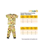 Short Sleeve Pyjama Pleated Set - Yellow White Colour with Fashion Animal Print