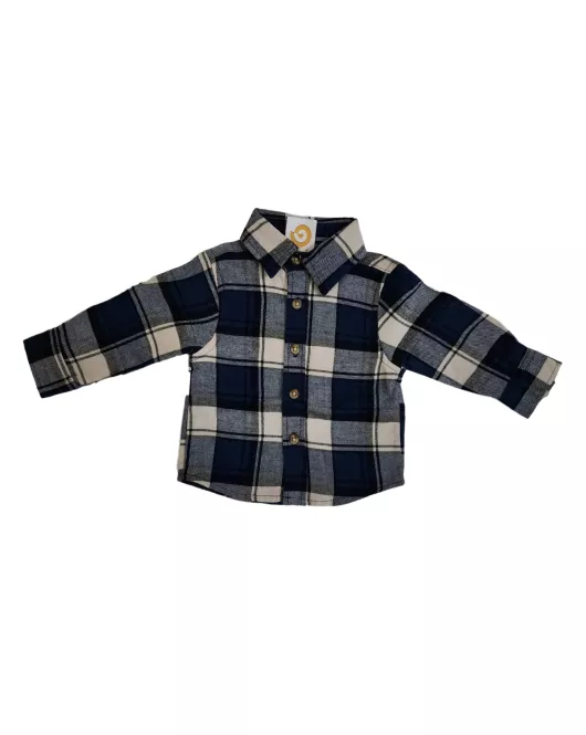 Baby Long Sleeve Shirt - Blue & Grey