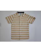 Short Sleeve , Mandarin Collar Mixed Stripe- Medium Yellow & Cream White