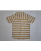 Short Sleeve , Mandarin Collar Mixed Stripe- Medium Yellow & Cream White